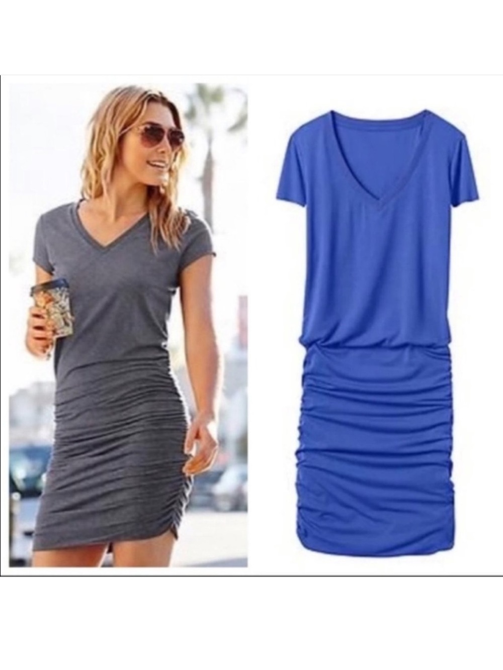 Athleta Topanga V-neck Tee Dress - Blue - Size LP